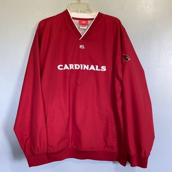 NFL Cardinals Pullover Windbreaker Jacket V Neck Size Large - Picture 1 of 8